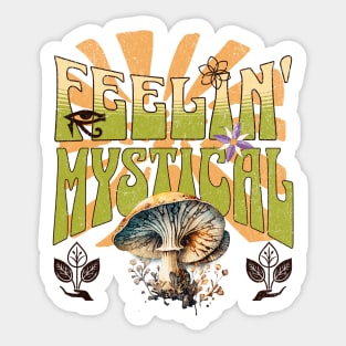 Groovy Retro Feelin' Mystical Mushrooms Sticker